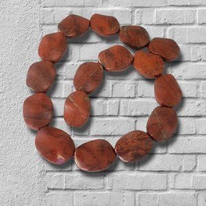 𝅺RED Jasper Irregular shaped oval beads  1" x 3/4",  strand of 16 beads